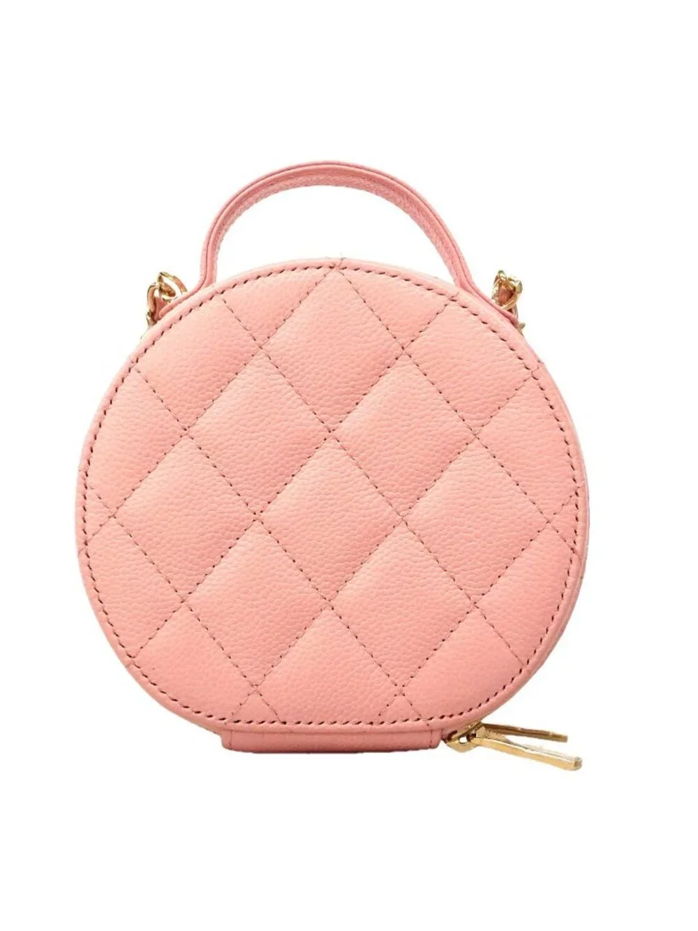 Chanel Handbag Quilted Caviar Leather Pink Champagne Gold 2-Way Bag